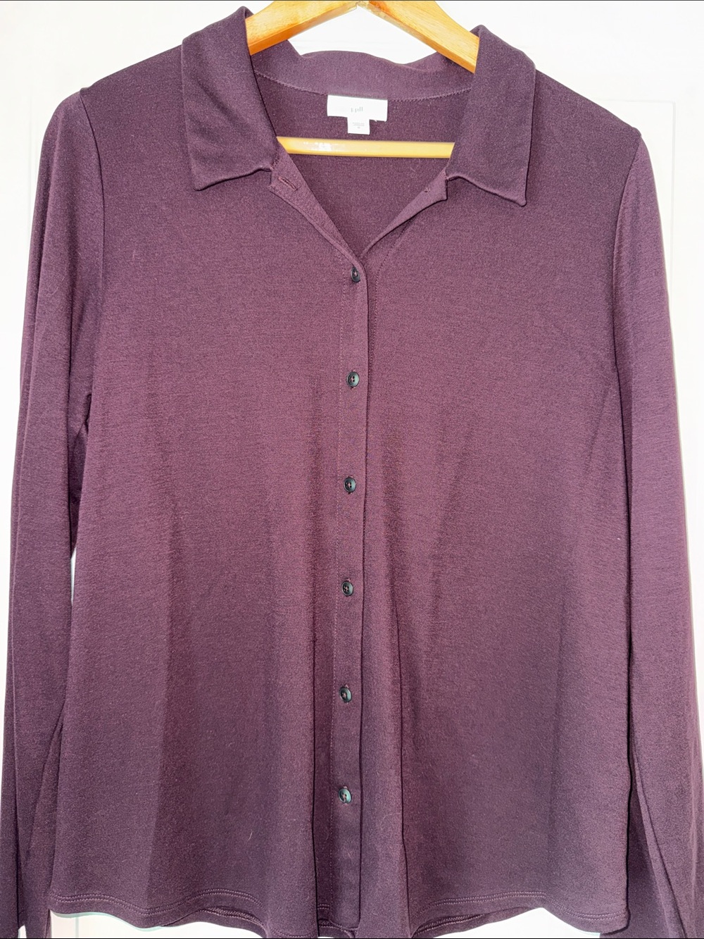 Classic J Jill Button-Front Shirt - dark plum